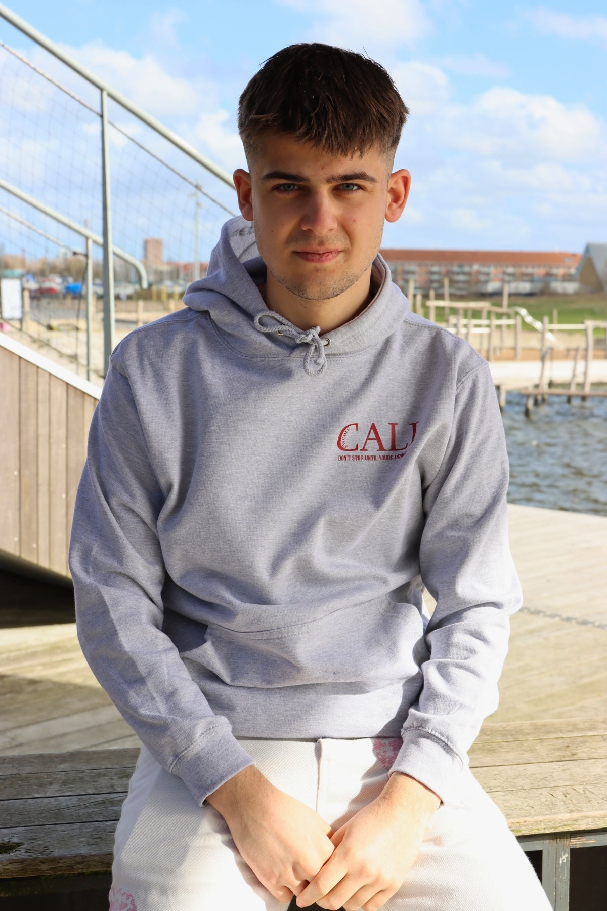 Hoodie Don't stop until you're proud - heather grey - Calisweats.dk
