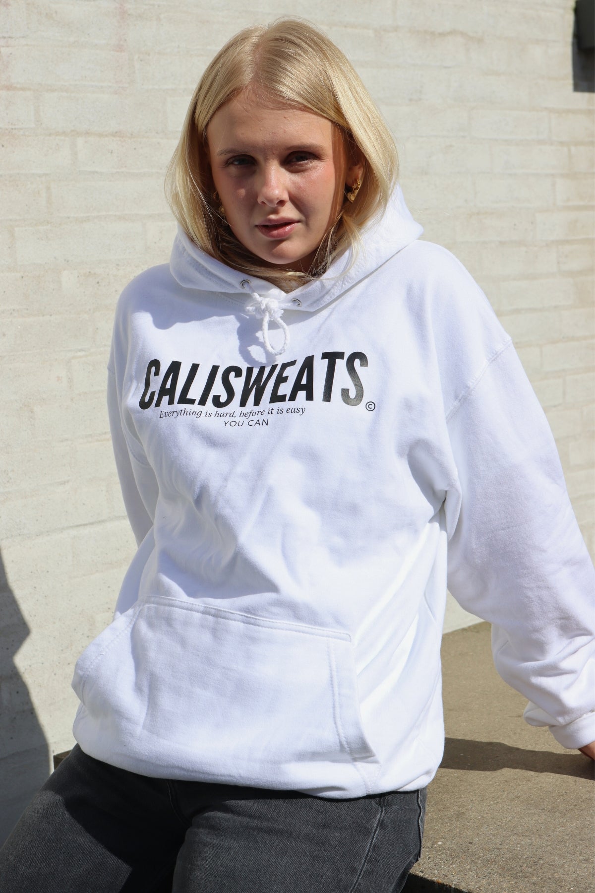Hoodie YOU CAN - pure white - Calisweats.dk